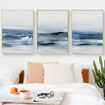 Modern Panza Pictura Arta De Perete Imagine Poster De Imprimare Acuarelă Blue Sea Pictura Abstracta Pentru Camera De Zi Dormitor Decor Acasă