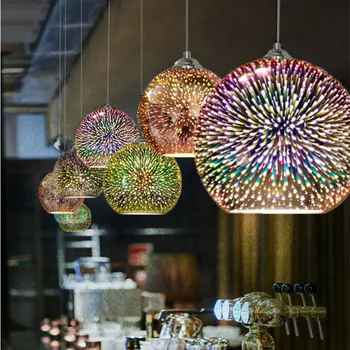 Modern Sticla Oglinda Pandantiv Lumini Colorate 3D de Sticlă Lampă de Bucătărie Agățat Lămpi Minimalist Bar de Cafea Sala de Mese Lumini de Prindere