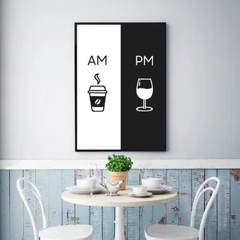 Modern Stil Nordic Panza Pictura Sunt Cafea PM Vinul Semn Postere, Printuri de Arta de Perete Poza pentru Bucatarie Restaurant Decor Cuadros