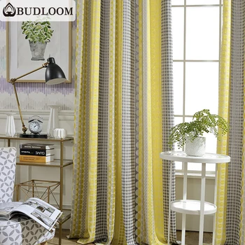 Modern stil polka jacquard perdele pentru camera de zi față-verso de lux dot perdele pentru dormitor galben draperii pentru ferestre