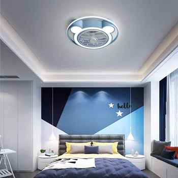 Modern Urs Ventilator de Tavan cu LED-uri Fitture Roz Lampa de Tavan cu Telecomanda pentru Copii Copii, Fete, Băieți Dormitor Camera de zi