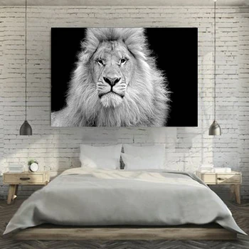 Moderne animal negru și alb leu camera de zi de decorare dormitor pictura poze de perete pentru camera de zi panza pictura