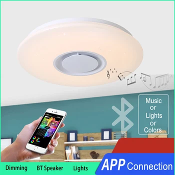 Moderne, Creative LED RGB Lumina Plafon pentru Camera de zi Muzica Plafon Lampă cu Difuzor Bluetooth Estompat Home Deco Lumina Dormitor
