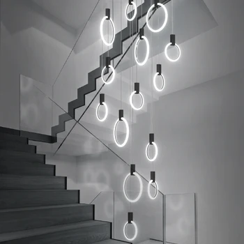 Moderne, creative, scări lungi candelabru Nordic acasă de iluminat interior living birou acrilice rotunde de aur pandantiv lămpi