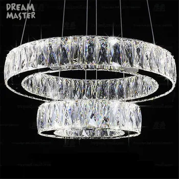 Moderne de Cristal 2 inele pandantiv cu LED-uri lampa de Luciu living lampa suspensie lumini pandantiv dormitor sufragerie luciu de iluminat