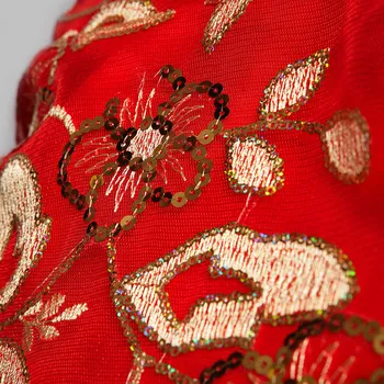 Modernă chineză tradițională rochie lungă cheongsam roșu xxxl phoenix plus dimensiune cheongsam rochie de mireasa coadă de pește roșu dantelă în sequin