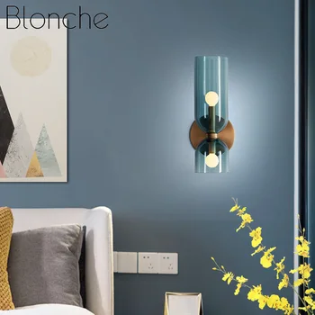 Modernă cu Led-uri Lumina de Perete Tricolor Sticlă de Lampă de Perete pentru Camera de zi Dormitor Decor Acasă Bara de Scări de Lumină Creative Noptieră cu Lampă de Perete
