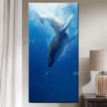 Modul În Care Oamenii Și Balene Obține De-A Lungul Abstracte Pictura In Ulei Pe Panza Living Home Poze Arta De Perete Moderne Picturi Unframe
