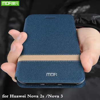 MOFi Caz Flip pentru Huawei Nova 3 Capac pentru Nova 2S TPU Piele PU Nova3 Folio Carcasa Silicon Nova2s Carte Coque