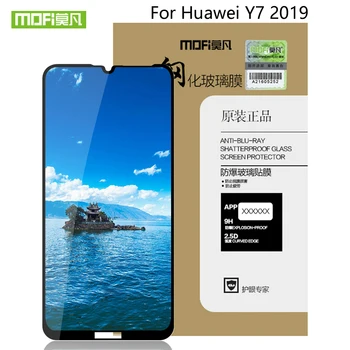 Mofi Pentru Huawei Y7 2019 Temperat Pahar Plin Capac Caz cu Ecran Protector de Sticlă de Protecție Acoperă Pentru Huawei Y7 2019 Film color