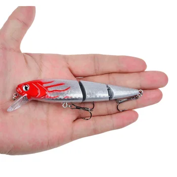 Momeală de pescuit 10.5 CM 15g 3D Ochi 3-Segment Realiste momeala echipate cu 2 cârlige de Rulare culori asortate Momeală de Pescuit Cebo sport în aer liber
