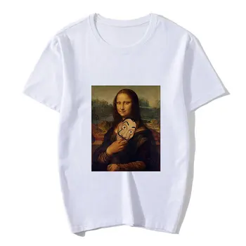 Mona Lisa Amuzant Femei T Shirt Parodie Vara Moda Casual cu Maneci Scurte Estetice Femeie T-shirt Tumblr Tricou Vogă Vara 2020