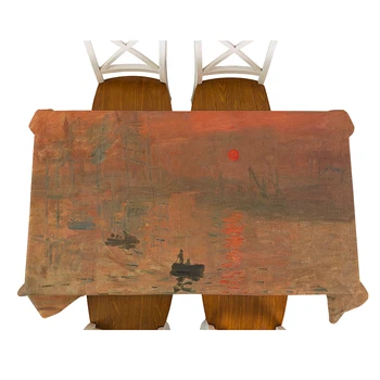 Monet-sur-Seine tablou Decorativ rezistent la apa Lenjerie de pat față de Masă Gros de formă Dreptunghiulară Masă de Acoperire Ceai de Masă