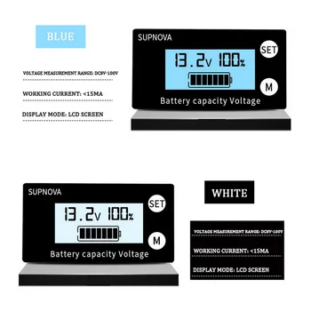 Monitor baterie, 8-100V Digital Capacitate Tester Temperatura Comutator Indicator Contor LCD Indicator Procentul la Nivel de Detector/ceas deșteptător