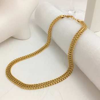 Monlansher Minimalist Aur De Culoare Lanț Gros Colierele Texturate Oțel Titan Colier De Lanț De Moda Street Style Coliere Bijuterii