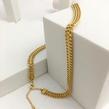 Monlansher Minimalist Aur De Culoare Lanț Gros Colierele Texturate Oțel Titan Colier De Lanț De Moda Street Style Coliere Bijuterii