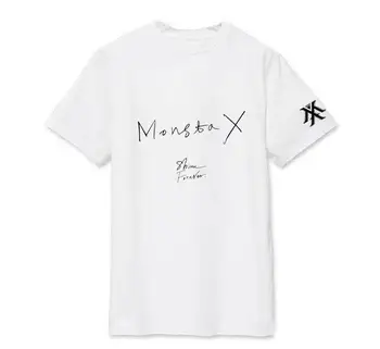 Monsta X strălucească pentru totdeauna album același imprimare o de gât cu maneci scurte t-shirt pentru fanii de susținere stil de vara tricou