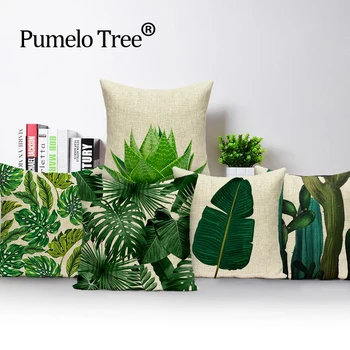 Monstera Planta Perne Acoperi Tropical Verde Perna Decorativa Personalizate Palma CushionCovers Creative Acasă Cactus Lenjerie De Pernă