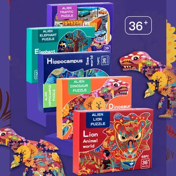 Montessori Din Lemn Jigsaw Puzzle Jucării Pentru Copii 2 La 4 Ani De Învățământ Devreme Cutii De Cadouri Puzzle-Uri De Animale Jucarii Jocuri Copii