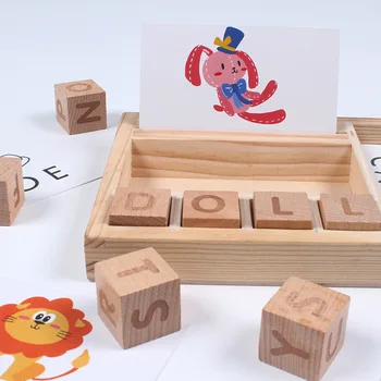 Montessori Educaționale Cunoștințe Învețe Limba Engleză Jucărie Alfabetul Card Cognitive Potrivire 2-7 Ani Copii Mai Devreme De Învățământ Cutie De Lemn