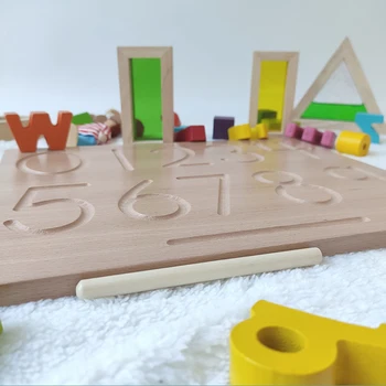 Montessori Limba Jucării Engleză Capital Literele Alfabetului & 0-9 Digitals Bord Cunoaștere Scris Practică Munca La Domiciliu Preshool Jucărie