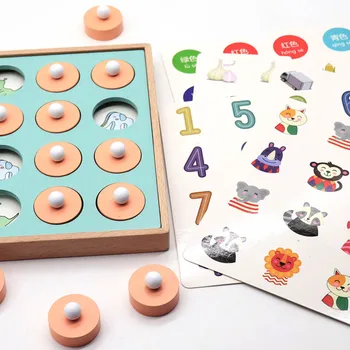 Montessori Meci de Memorie Joc de Șah Puzzle-uri 3D din Lemn de Învățământ Devreme Petrecere de Familie Casual Interacțiune Joc Jucărie Pentru Copii Copil