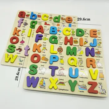 Montessori Puzzle ABC Jucarii din Lemn de Învățare Timpurie Scrisoare Alfabet Puzzle Număr Preșcolari Jucării Educative pentru Copii C2466F
