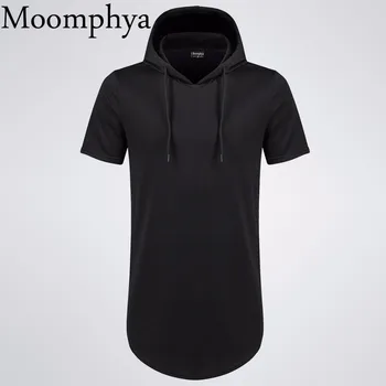 Moomphya Mens Hooded T Shirt Hipster Hip Hop Tricou Barbati Lanseta cu Fermoar Camasi Maneca Scurta Barbati hanorace cu Glugă