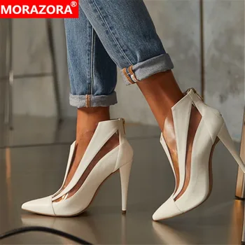 MORAZORA 2020 mare dimensiune 48 glezna cizme pentru femei pantofi subliniat toe fermoar subțire sexy cu toc înalt cizme de moda pantofi de vara pentru femei