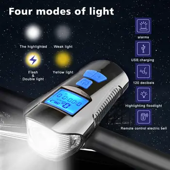 Mosodo Față de Bicicletă Lumina Reîncărcabilă USB cu Bicicleta Lanterna Impermeabil MTB Lampa de Bicicleta cu LED-uri Faruri Vitezometru cu Corn Bell