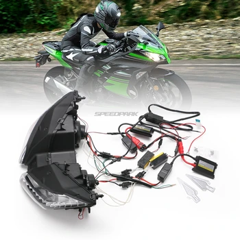 Motocicleta Faruri Angel Eye Pentru Kawasaki NINJA250 300 ZX6R ZX 6R NINJA250 NINJA300 ASCUNS Proiector Far de Asamblare 2013-2016