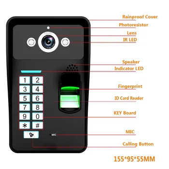 MOUNTAINONE 720P Wireless WIFI RFID Recunoaștere a Amprentelor digitale Video Ușa Telefon, Sonerie, Interfon, Sistem Electronic de Blocare a Ușii