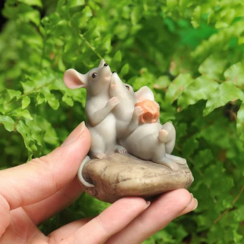 Mouse-Ul Drăguț Sculptura Elf Statuie De Animale Figurine Decoratiuni Home Garden Decor Micro Peisaj Ornamente Rasina De Artizanat
