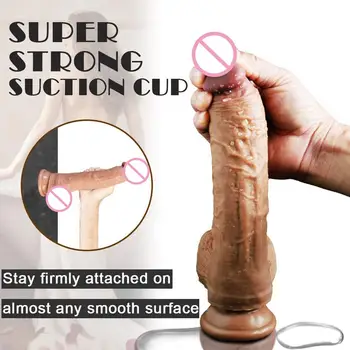 Movconly 8.2 Inch Imens Vibrator Realist cu Dublă Densitate de Silicon Penis cu ventuza Puternica Realiste Penisul Jucarii Sexuale pentru Femei Adulte