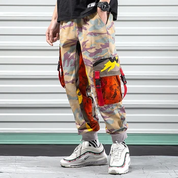 Mozaic De Marfă Harem Pant Barbati Hip Hop Buzunare Casual Pantaloni Jogger Cordon Talie Mens Harajuku Streetwear Pantaloni Pentru Bărbați