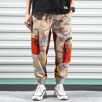Mozaic De Marfă Harem Pant Barbati Hip Hop Buzunare Casual Pantaloni Jogger Cordon Talie Mens Harajuku Streetwear Pantaloni Pentru Bărbați