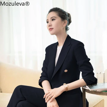 Mozuleva 2020 Toamna Coreean Chic Dublu Rânduri De Nasturi Pantaloni Costume Femei Elegante Office Lady Femeie Costume Lady Costum De Birou