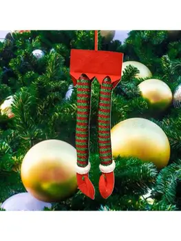 Moș crăciun Elf Picioare Amuzant Pluș Umplute Picioarele cu Pantofi Pom de Crăciun Ornament