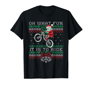 MTB de Ciclism Moș Crăciun Biciclete de Munte de T-Shirt-Black Crăciun Tricou-Barbati