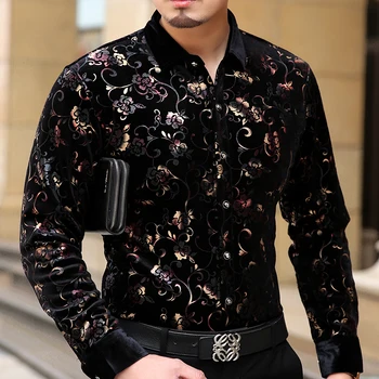 Mu Yuan Yang 2020 New Sosire Barbati Tricouri flanel Moda imprimeu Floral Maneca Lunga Tricou Om de Îmbrăcăminte de Brand camisas hombre para