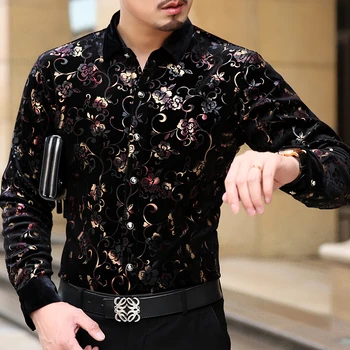 Mu Yuan Yang 2020 New Sosire Barbati Tricouri flanel Moda imprimeu Floral Maneca Lunga Tricou Om de Îmbrăcăminte de Brand camisas hombre para