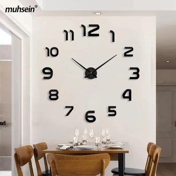 Muhsein Modern Ceas de Perete 3D Cifre Ceas de Mari Dimensiuni DIY Autocolant de Perete Ceas de Decor Acasă Ceasuri Mut Cuarț Ceas Transport Gratuit