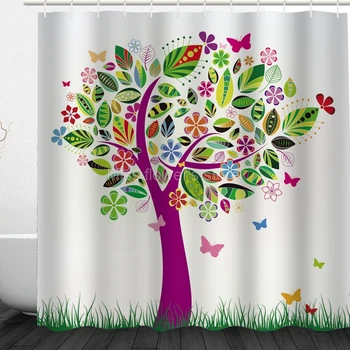 Multi-Colorate Dimensiune Frunze de Copac Floare de Design Personalizate Perdele de Dus rezistent la apa de Baie Mucegai Țesătură de Poliester+12Hook