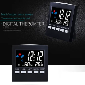 Multifuncțional Colorate Digital Prognoza Meteo Gara Ceas cu Alarma Termometru Higrometru Calendar Display LCD Amânare Ceasuri