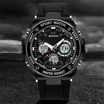 Multifuncțional de Lux Dublu de Afișare Lumina Rece Electronice Impermeabil Mens Ceas Sport relogio erkek kol saati montre horloges