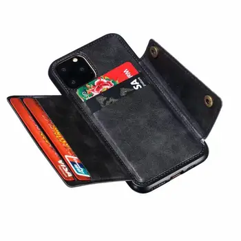 Multifuncțional din Piele Portofel Caz Flip Pentru iPhone 12 Pro Max Mini 11 Xr Xs X 7 8 Slot pentru Card de Stocare Magnetice Și Catarama de Metal