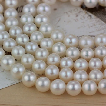 Multistrat 120cm lungime de 9-10 mm aproape runda alb de apă dulce colier de perle