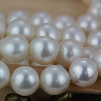 Multistrat 120cm lungime de 9-10 mm aproape runda alb de apă dulce colier de perle