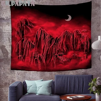Muntele roșu agățat de perete Hippie Tapiserii Psihedelice artical luna covor de Perete negru artă Abstractă goblen Home Decor nou