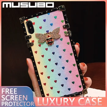 Musubo de Lux piața 3D de Albine Caz de Telefon Pentru Samsung Nota 20 8 9 10 S8 S9 S10 plus A70 51 de Moda Inima Sclipici Coque Fată Capac